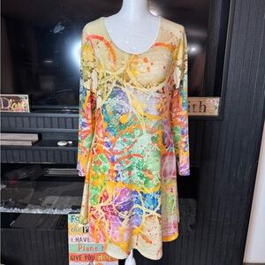 Vibrant Long Sleeve Abstract Dress